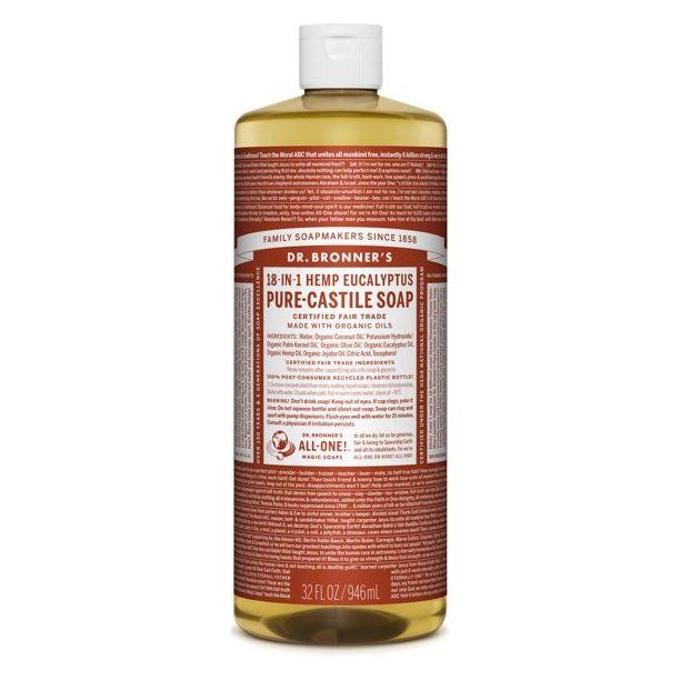 Dr. Bronner's Organic Pure Castile Liquid Soap Hemp Eucalyptus 32 fl oz