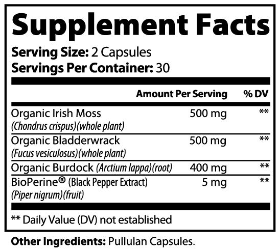 Sea Moss Capsules, Irish Moss, Bladderwrack, Burdock — view 6