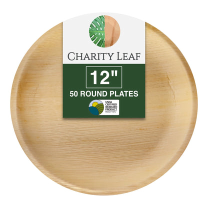 12" Inch Round Natural Disposable Bamboo Platter