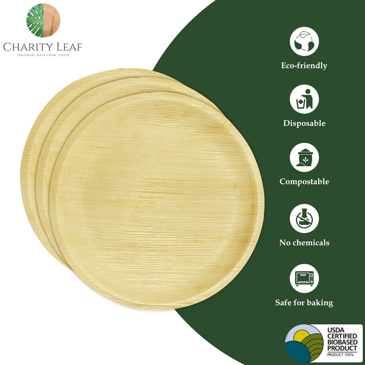 12" Inch Round Natural Disposable Bamboo Platter