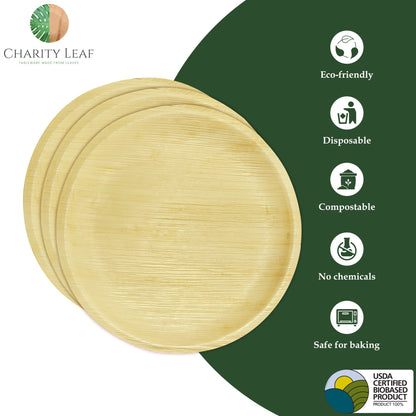 12" Inch Round Natural Disposable Bamboo Platter