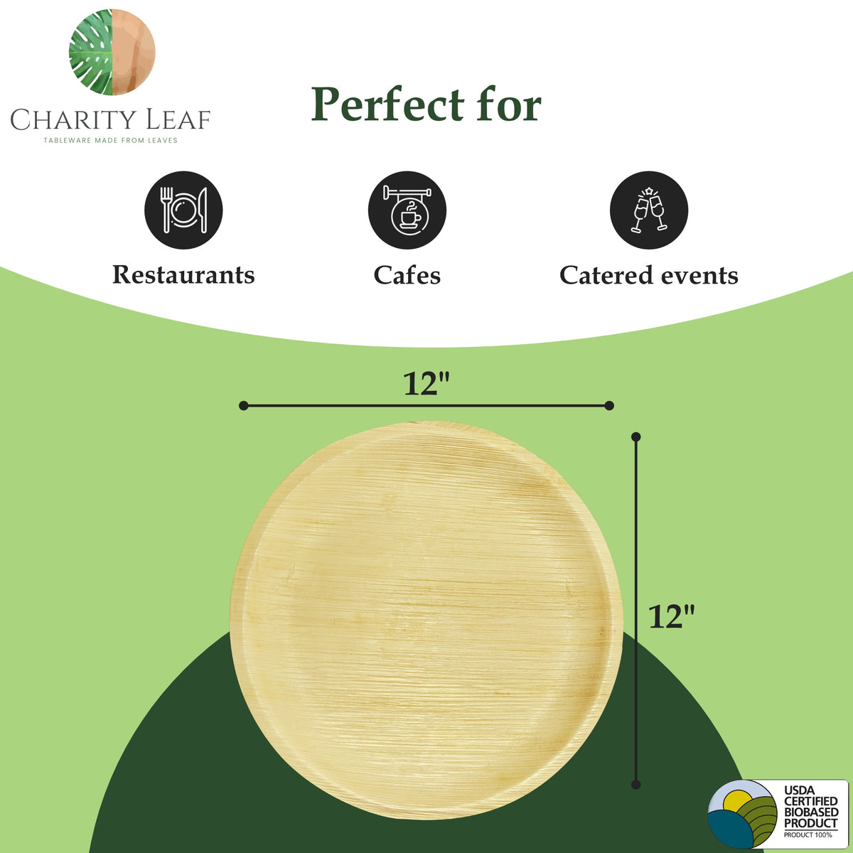 12" Inch Round Natural Disposable Bamboo Platter