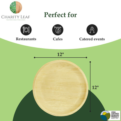 12" Inch Round Natural Disposable Bamboo Platter