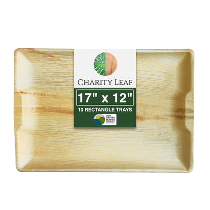 17" x 12" Rectangle Natural Disposable Bamboo Tray