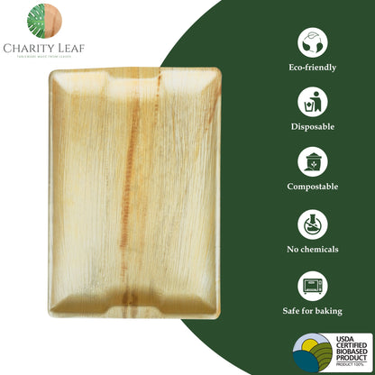 17" x 12" Rectangle Natural Disposable Bamboo Tray