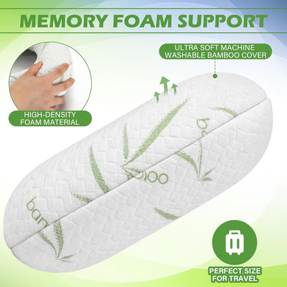 Travel Bamboo Pillow, Memory Foam Neck Pillow, for Airplane Car