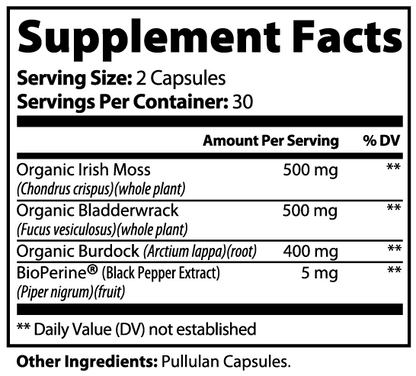 Sea Moss Capsules, Irish Moss, Bladderwrack, Burdock — view 6