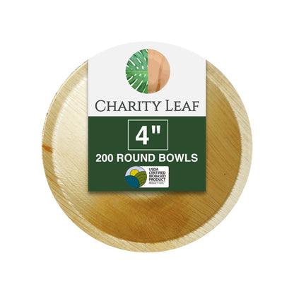 4" Inch Round Natural Disposable Bamboo Bowl