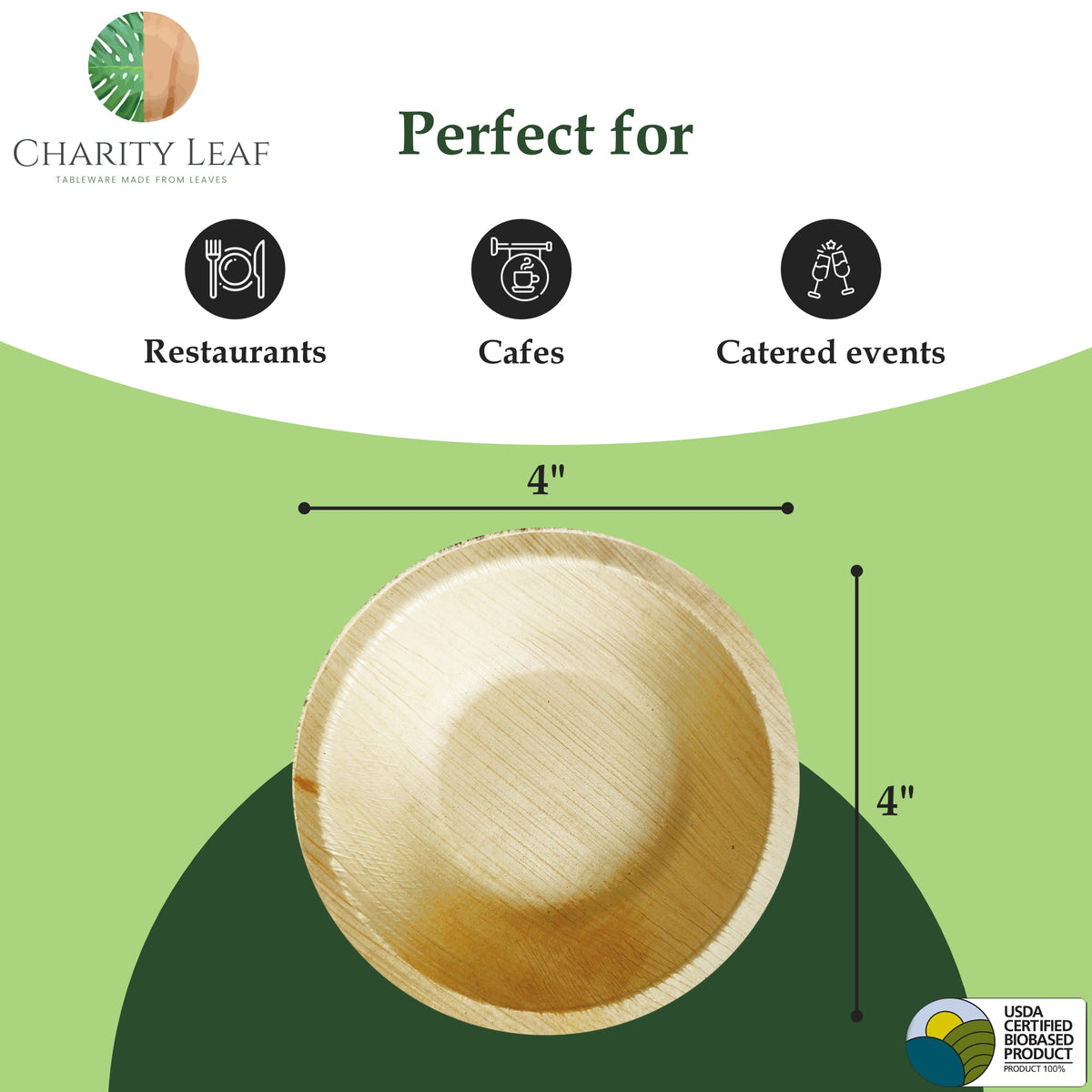 4" Inch Round Natural Disposable Bamboo Bowl