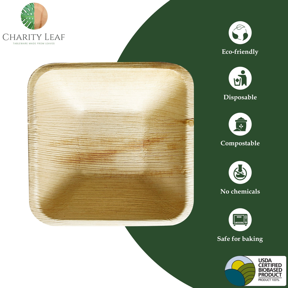 4" Inch Square Natural Disposable Bamboo Bowl