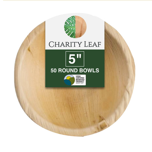 5" Inch Round Natural Disposable Bamboo Bowl