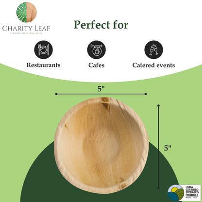 5" Inch Round Natural Disposable Bamboo Bowl