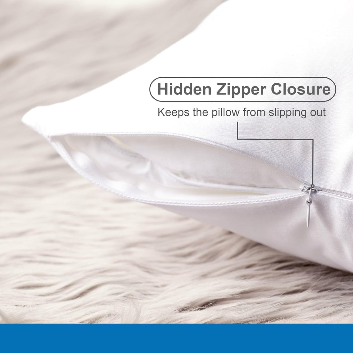Bamboo Pillowcase, Cooling Pillow Cases, Queen Size, White, Set of 2