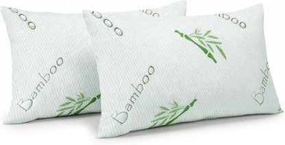 2 Pack King Size Rayon Derived from Bamboo Pillow for Sleeping Shredded Memory Foam Bed Pillows for Side, Back and Stomach Sleepers, Soft, Cooling, Adjustable and Washable Cover 20" X 36"