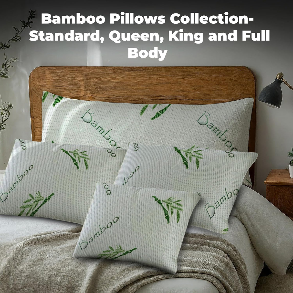 2 Pack King Size Rayon Derived from Bamboo Pillow for Sleeping Shredded Memory Foam Bed Pillows for Side, Back and Stomach Sleepers, Soft, Cooling, Adjustable and Washable Cover 20" X 36"
