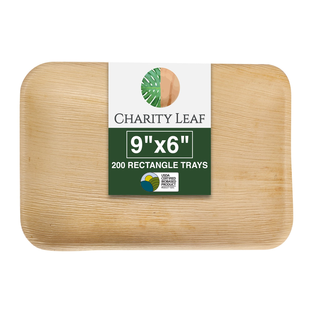 9" x 6" Inch Rectangle Natural Disposable Bamboo Tray