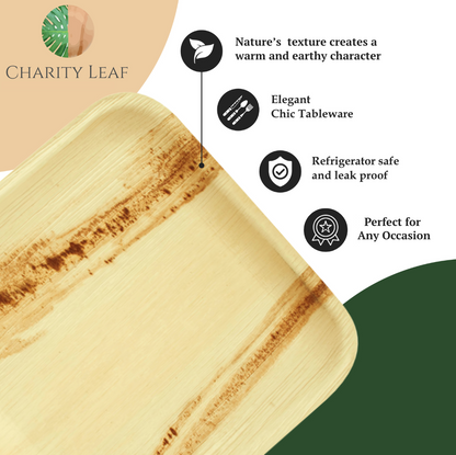 9" x 6" Inch Rectangle Natural Disposable Bamboo Tray