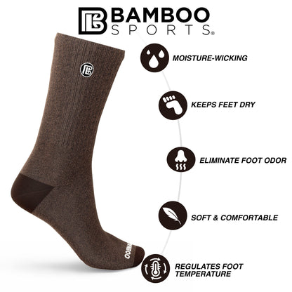 Premium Bamboo Rayon Crew Socks - 3 Pair and 6 Pair Packs Available