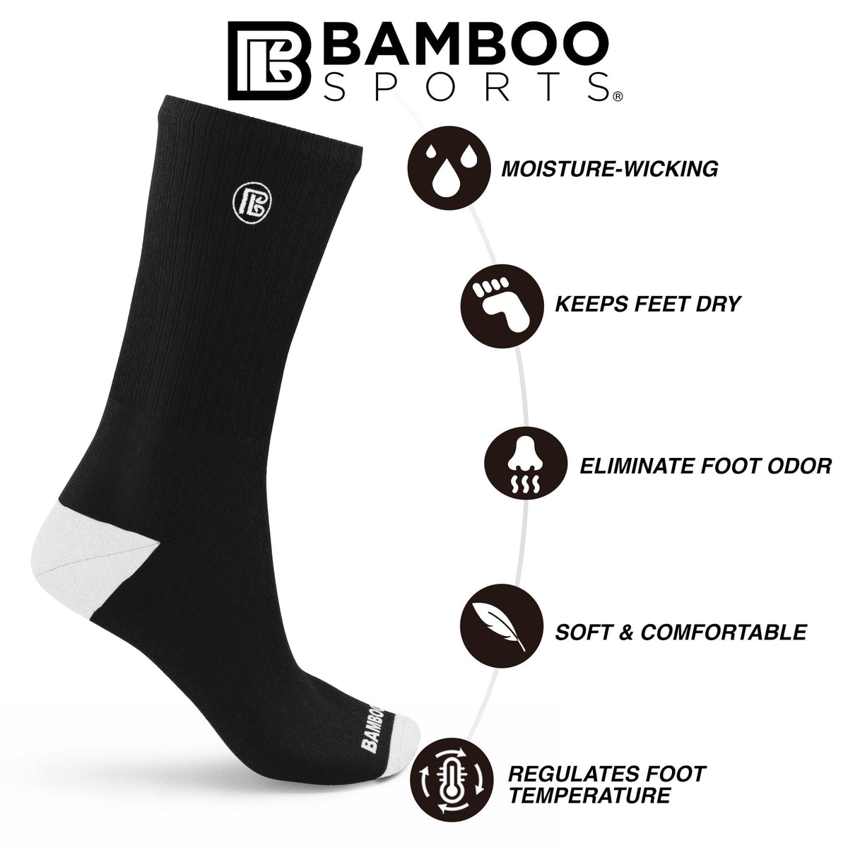 Premium Bamboo Rayon Crew Socks - 3 Pair and 6 Pair Packs Available