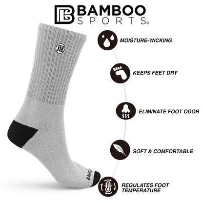 Premium Bamboo Rayon Crew Socks - 3 Pair and 6 Pair Packs Available