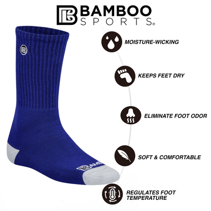 Premium Bamboo Rayon Crew Socks - 3 Pair and 6 Pair Packs Available