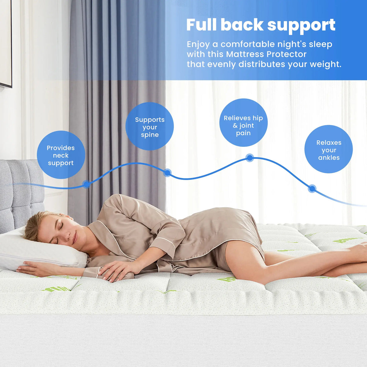 Transform Your Sleep with the MCQ 400G Bamboo Viscose Mattress Topper - Soft, Cooling Comfort for Restful Nights