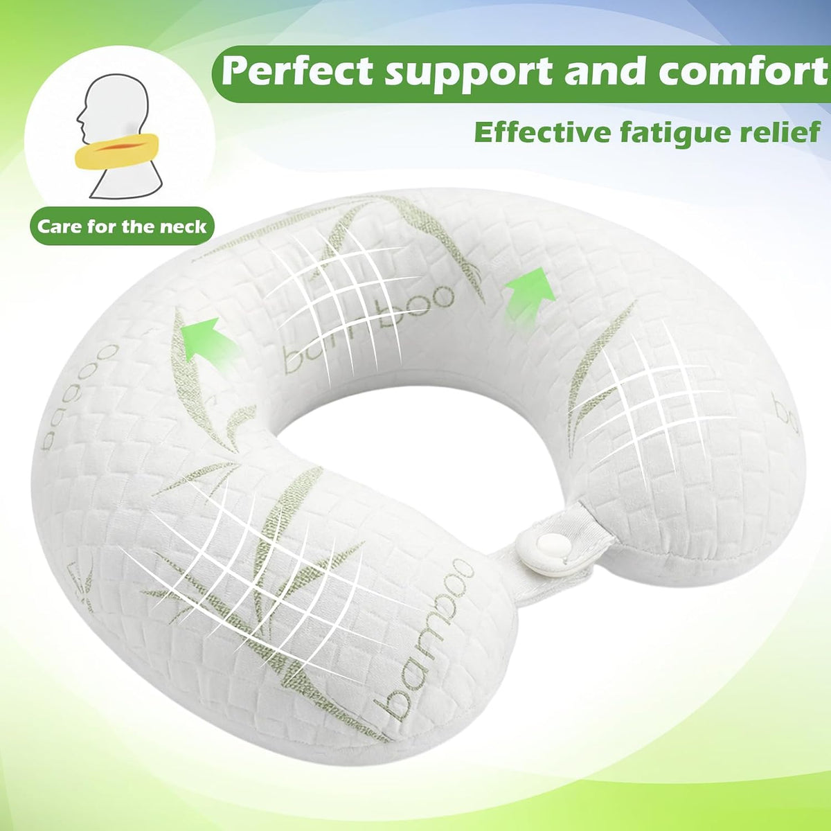 Travel Bamboo Pillow, Memory Foam Neck Pillow, for Airplane Car