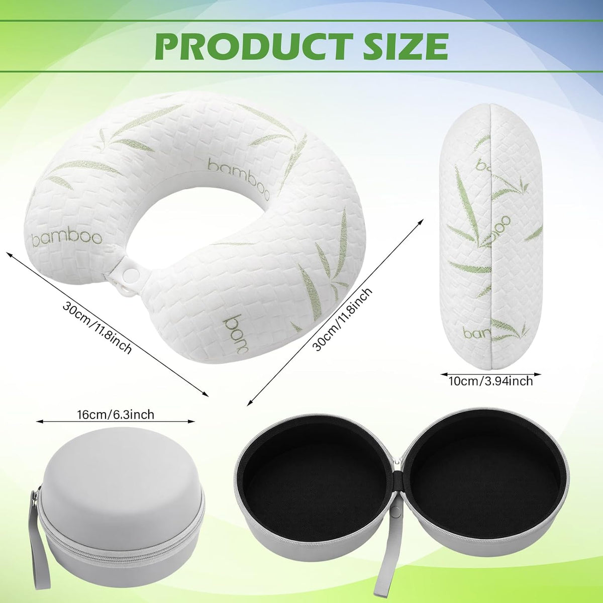 Travel Bamboo Pillow, Memory Foam Neck Pillow, for Airplane Car