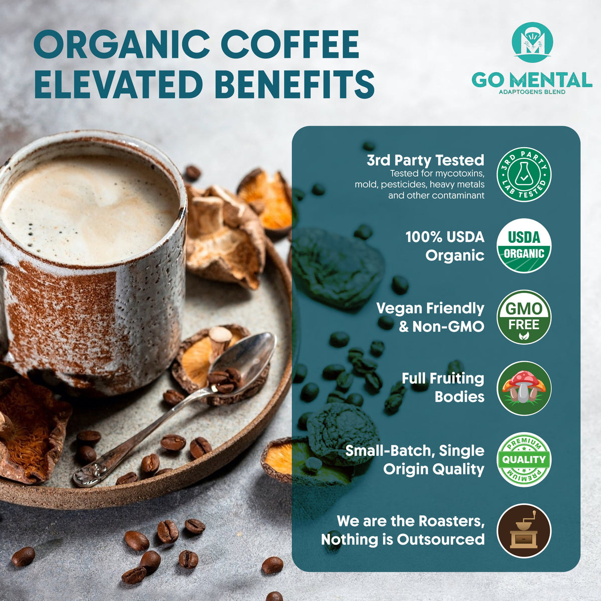 Lion's Mane & Chaga Mushroom Coffee, Dark Roast — view 2