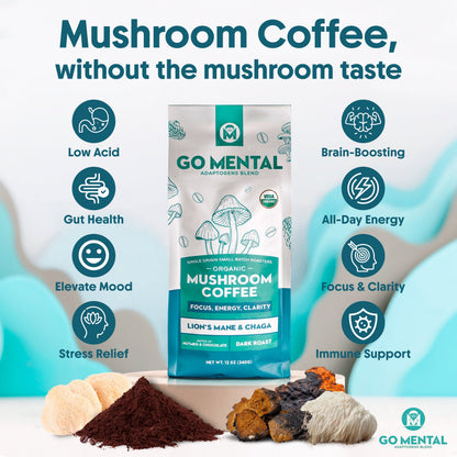 Lion's Mane & Chaga Mushroom Coffee, Dark Roast — view 3