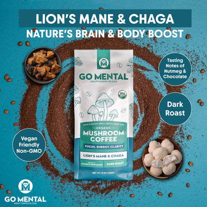 Lion's Mane & Chaga Mushroom Coffee, Dark Roast — view 4