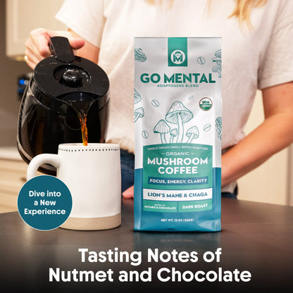 Lion's Mane & Chaga Mushroom Coffee, Dark Roast — view 7